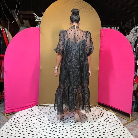 Eloquii Black Sheer Long Sleeve Dress - Picture 2 of 4